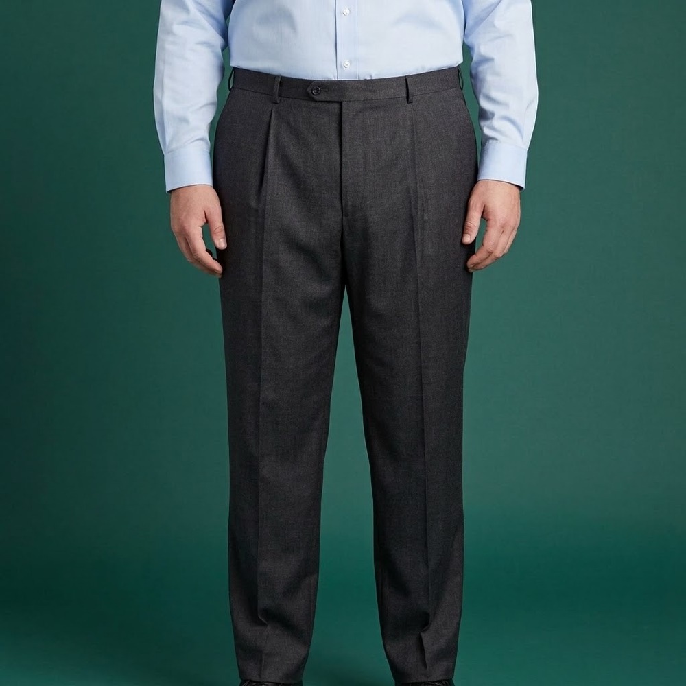 Brooks Brothers 1818 Madison Fit Wool Trousers Pants Men 50L W45 Grey EUC